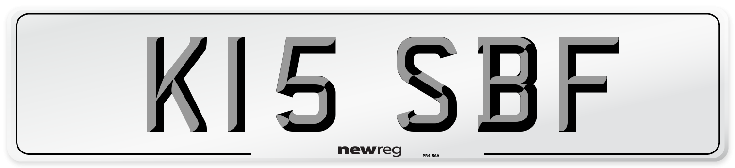 K15 SBF Number Plate from New Reg